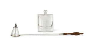 AN AMERICAN SILVER COLOURED HIP FLASK