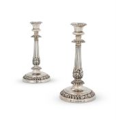 A PAIR OF GEORGE IV SILVER CANDLESTICKS
