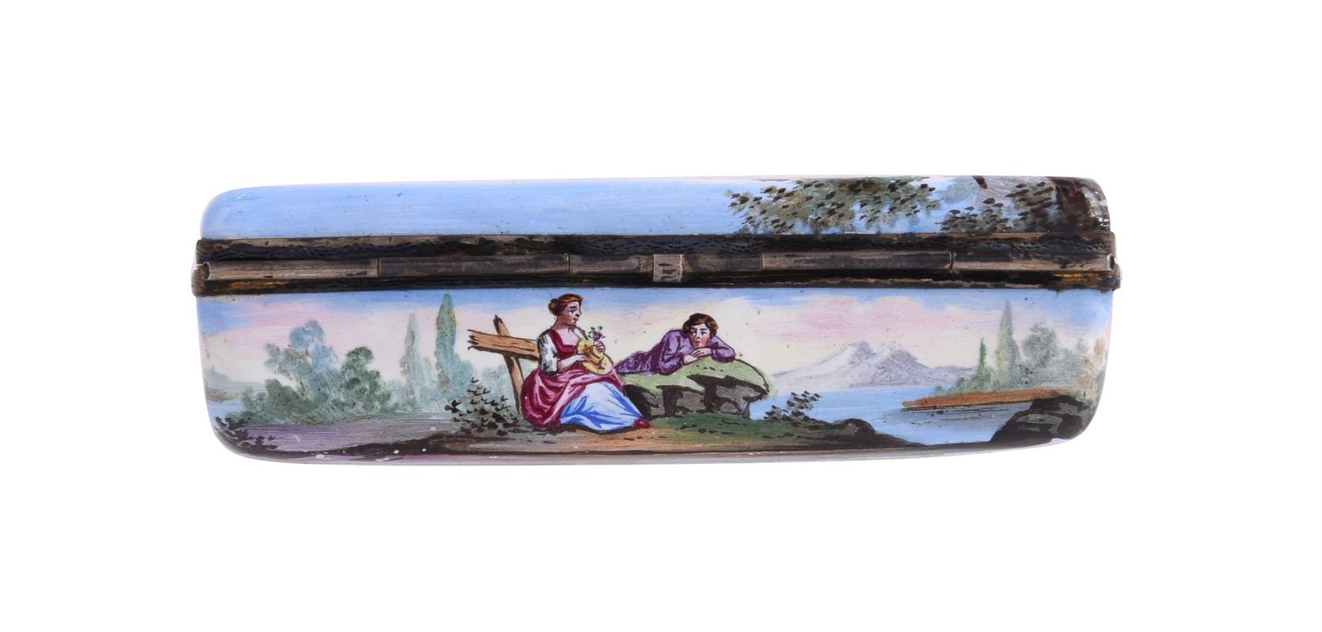 A STAFFORDSHIRE ENAMEL RECTANGULAR BOX AND HINGED COVER - Image 5 of 10