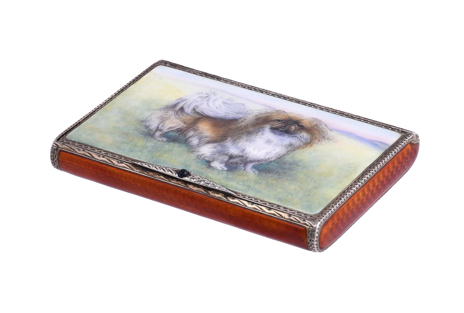 A SILVER AND ENAMEL RECTANGULAR BOX