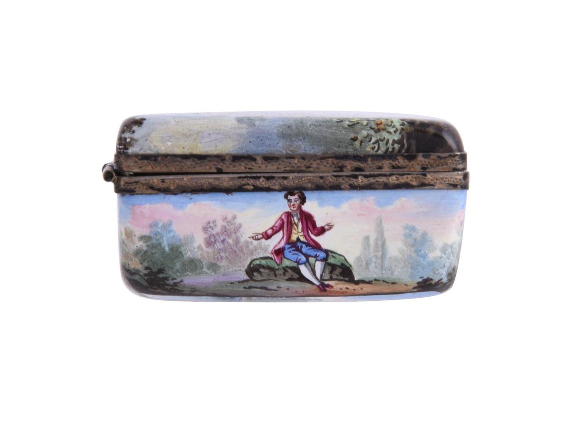 A STAFFORDSHIRE ENAMEL RECTANGULAR BOX AND HINGED COVER - Image 6 of 10