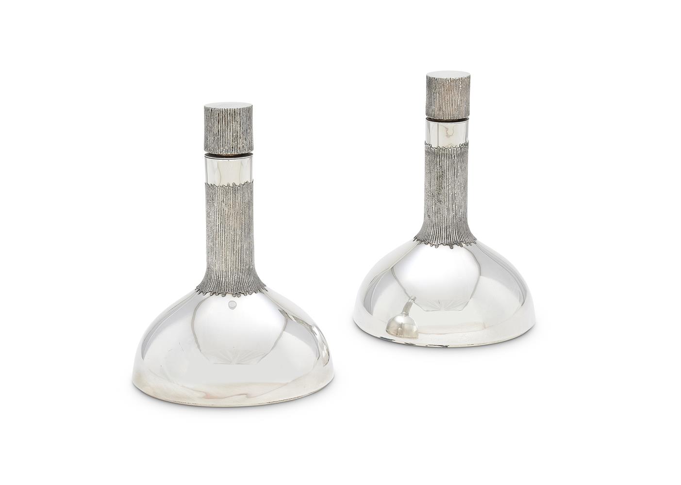 GRANT MACDONALD, A PAIR OF SILVER DECANTERS