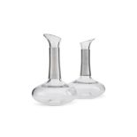 A PAIR OF DANISH SILVER MOUNTED GLASS CARAFES, HENNING KOPPEL FOR GEORG JENSEN