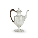 A GEORGE III SILVER OVAL PEDESTAL COFFEE POT