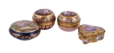A GROUP OF FOUR 19TH CENTURY LIMOGES AND VIENNA STYLE BOXES
