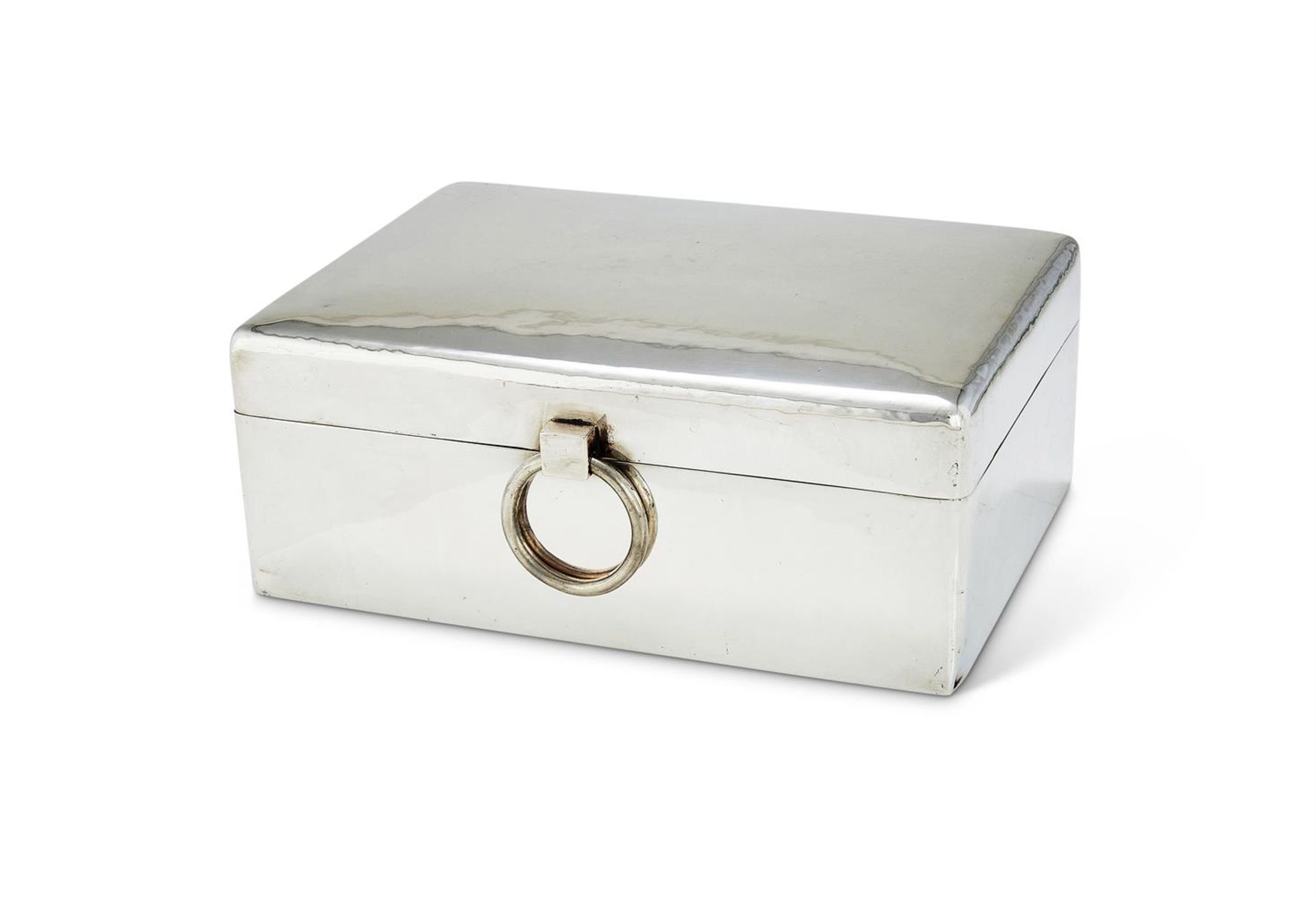 A GERMAN SILVER OBLONG CIGAR BOX