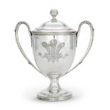 A GEORGE IV SILVER TWIN HANDLED TROPHY CUP AND COVER