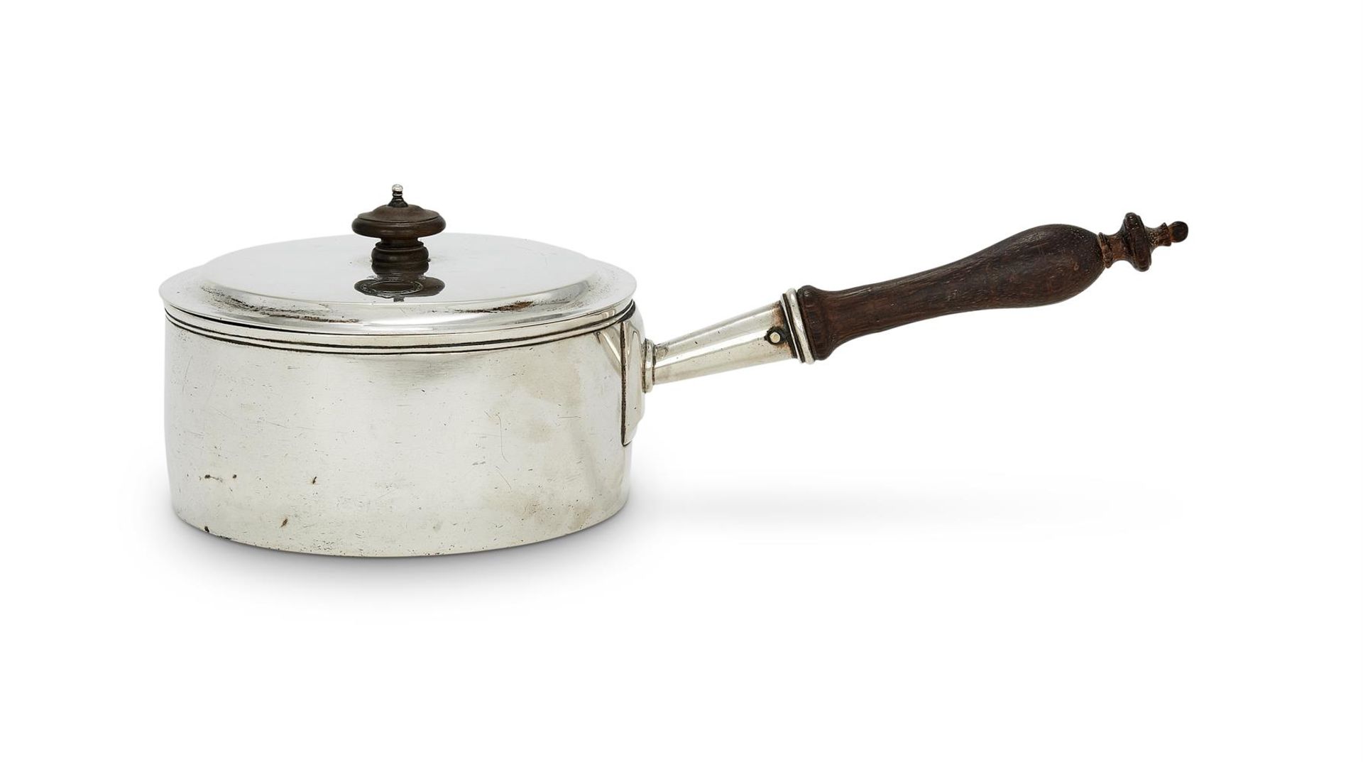 AN INDIAN COLONIAL SILVER SAUCEPAN