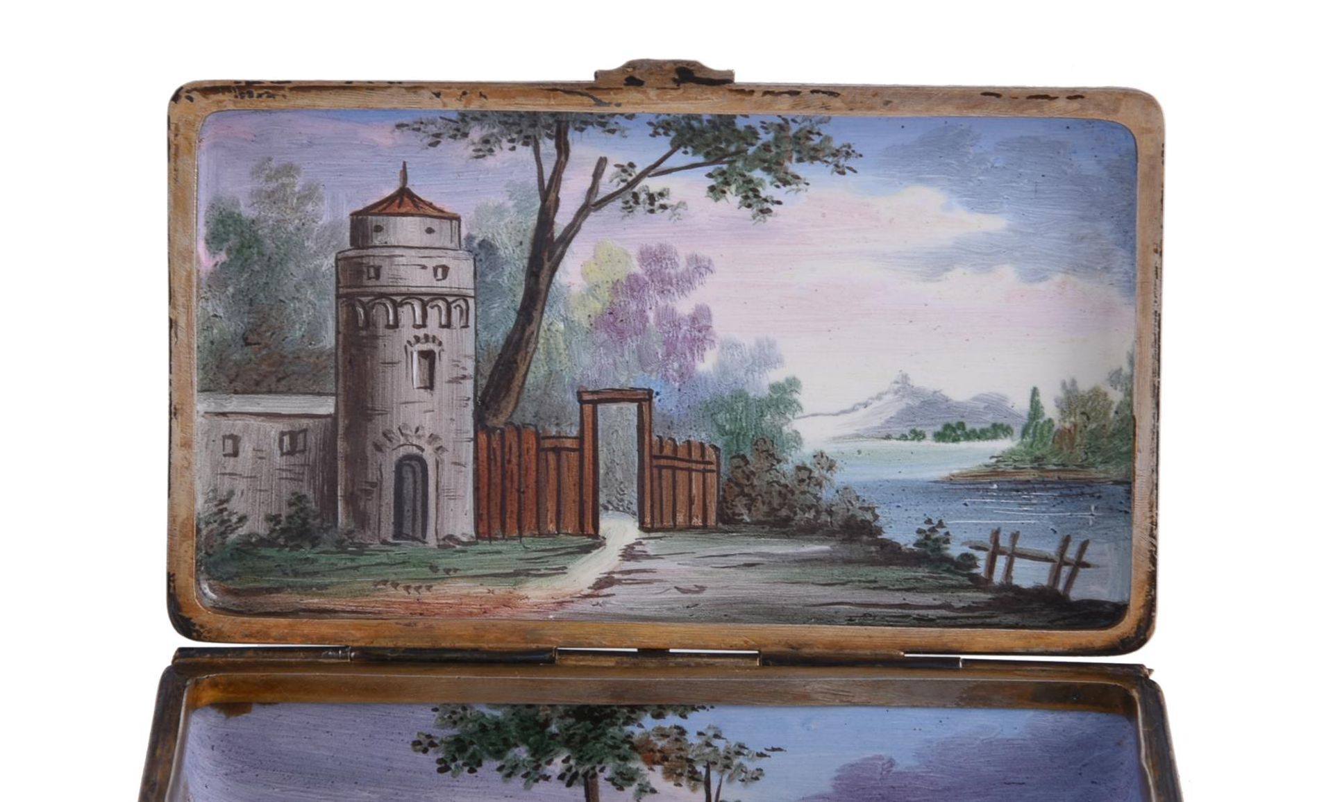 A STAFFORDSHIRE ENAMEL RECTANGULAR BOX AND HINGED COVER - Image 10 of 10