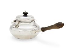 AN INDIAN COLONIAL SILVER BALUSTER BRANDY PAN