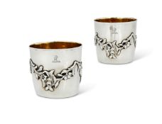 A PAIR OF GEORGE III SILVER BEAKERS, MAKER'S MARK TH ONLY