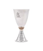 A CASED LIMITED EDITION SILVER AND SILVER GILT COMMEMORATIVE WEDDING CUP