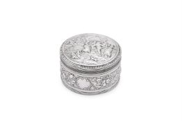 A DUTCH SILVER COLOURED CIRCULAR BOX