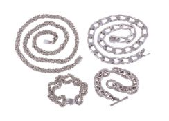 FOUR PIECES OF MEXICAN SILVER COLOURED JEWELLERY