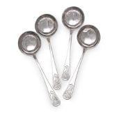 A SET OF FOUR GEORGE III SILVER SAUCE LADLES