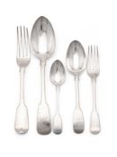 A LARGE COLLECTION OF SILVER FIDDLE PATTERN FLATWARE