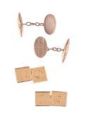 TWO PAIRS OF GOLD COLOURED CUFFLINKS