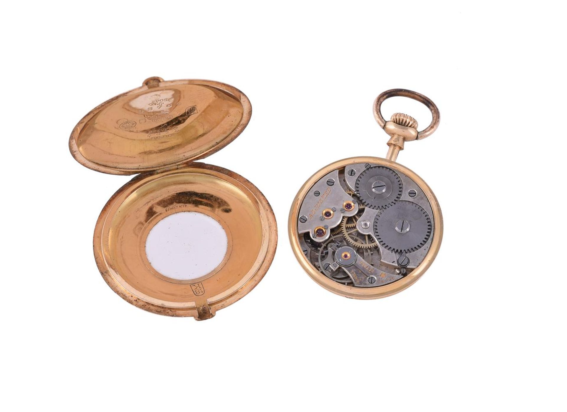 UNSIGNED, AN 18 CARAT GOLD KEYLESS WIND FOB WATCH - Bild 3 aus 5