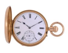 JOHN BENNETT, LONDON, AN 18 CARAT GOLD KEYLESS WIND FULL HUNTER POCKET WATCH