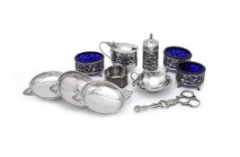 A COLLECTION OF SILVER CRUET ITEMS