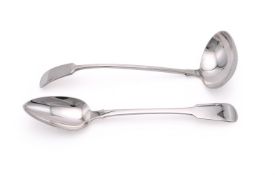 A VICTORIAN SILVER FIDDLE PATTERN SERVING SPOON