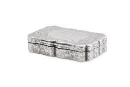 [MERSEY FERRY INTEREST] AN EARLY VICTORIAN SILVER SHAPED RECTANGULAR SNUFF BOX, EDWARD SMITH
