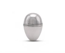 A GEORGE III SILVER EGG SHAPED NUTMEG GRATER