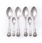 FOUR VICTORIAN SILVER VICTORIA PATTERN TABLE SPOONS AND TWO TEA SPOONS