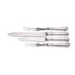 A VICTORIAN SILVER HANDLED FOUR PIECE CARVING SET