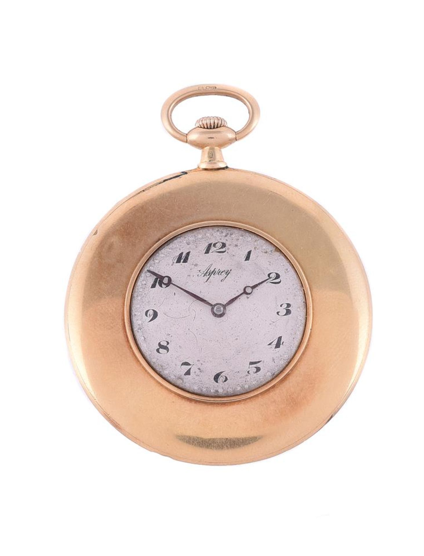 ASPREY, AN 18 CARAT GOLD KEYLESS WIND OPEN FACE POCKET WATCH