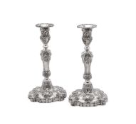 A PAIR OF VICTORIAN SILVER CANDLESTICKS