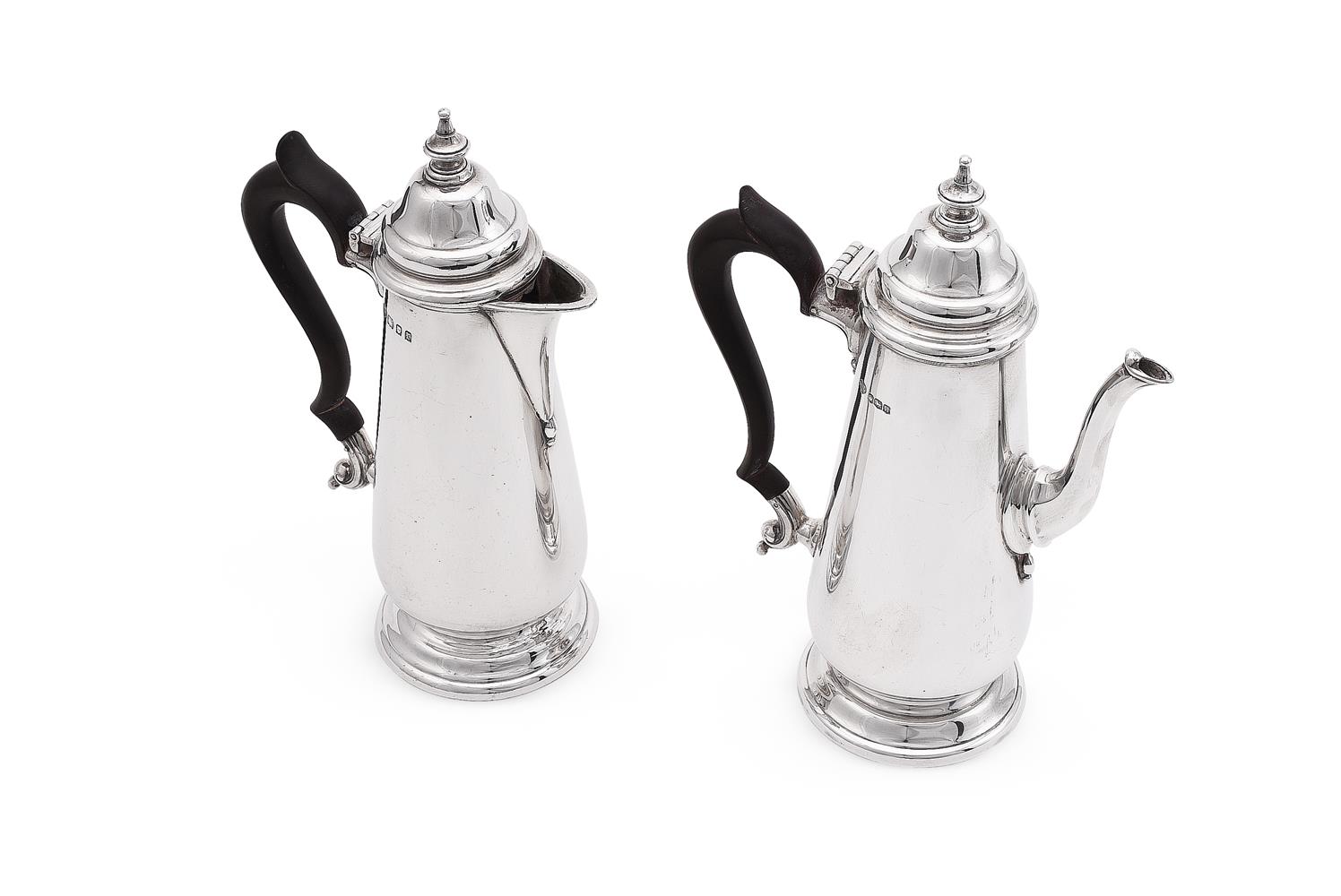 A MATCHED PAIR OF SILVER CAFE AU LAIT POTS - Image 2 of 3