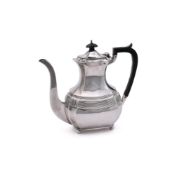 A SILVER OBLONG BALUSTER COFFEE POT