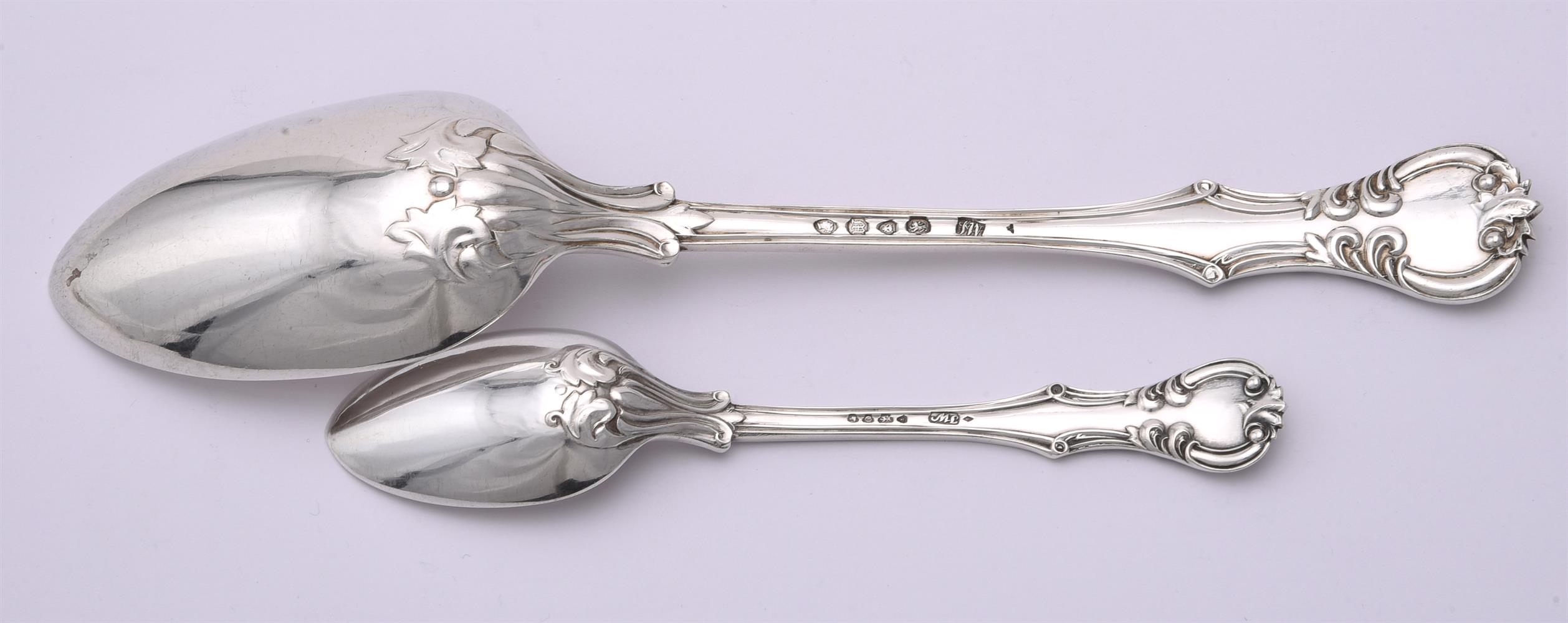 FOUR VICTORIAN SILVER VICTORIA PATTERN TABLE SPOONS AND TWO TEA SPOONS - Image 2 of 3