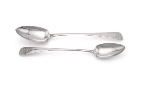 A GEORGE III SILVER OLD ENGLISH PATTERN SERVING SPOON