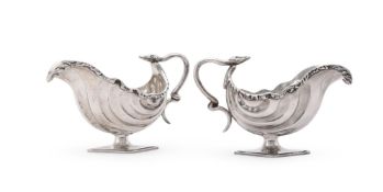 A PAIR OF VICTORIAN SILVER OVAL PEDESTAL SAUCE BOATS