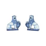 A PAIR OF DUTCH DELFT ARMORIAL LIONSLATE 19TH CENTURY