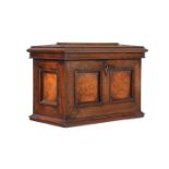 Y A REGENCY ROSEWOOD AND WALNUT TEA CADDY OR CHEST