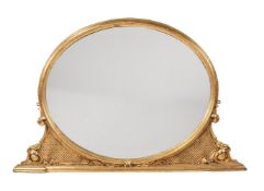 A VICTORIAN GILTWOOD AND COMPOSITION OVERMANTEL WALL MIRROR