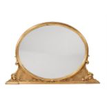 A VICTORIAN GILTWOOD AND COMPOSITION OVERMANTEL WALL MIRROR