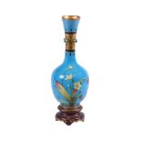 CHRISTOPHER DRESSER FOR MINTON, AN AESTHETIC MOVEMENT BLEU CELESTE GROUND BUD VASE