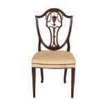 TWO SIMILAR MAHOGANY AND UPHOLSTERED SIDE CHAIRS IN THE MANNER OF GEORGE HEPPLEWHITE