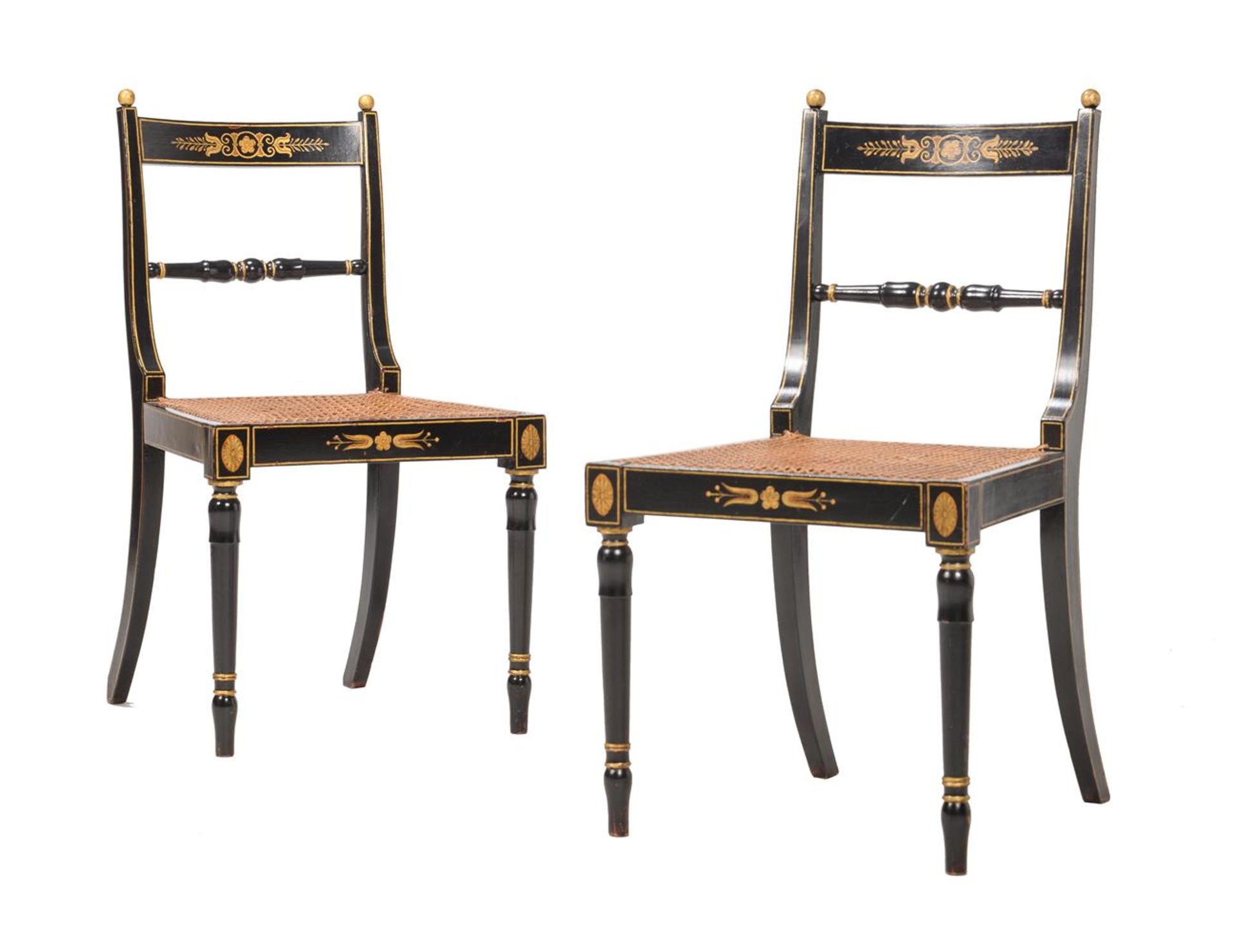 A SET OF SIX REGENCY EBONISED AND PARCEL GILT SIDE CHAIRS - Image 2 of 4