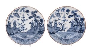 A PAIR OF DUTCH PORCELAIN (AMSTEL) ORIENTAL PLATES DECORATED AFTER THE JAPANESE