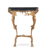 A GILTWOOD AND MARBLE TOPPED CONSOLE TABLE