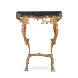 A GILTWOOD AND MARBLE TOPPED CONSOLE TABLE