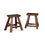 A NEAR PAIR OF WALNUT JOINT STOOLS