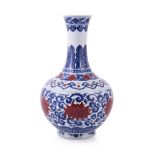 A CHINESE IRON-RED AND UNDERGLAZE BLUE VASELATE 20TH CENTURY