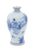 A CHINESE BLUE AND WHITE VASE IN TRANSITIONAL STYLE