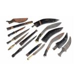 AN ASSORTMENT OF KNIVES AND KUKRIS